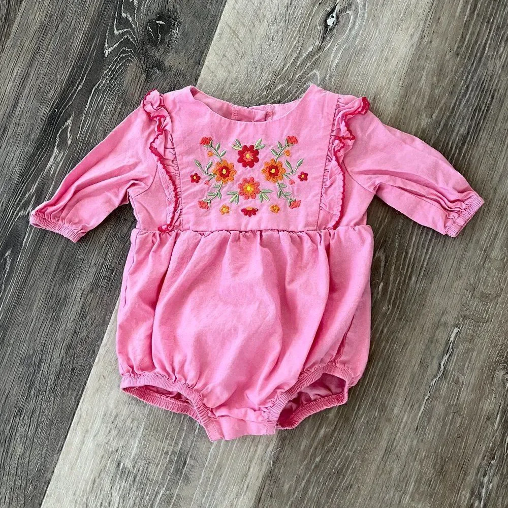 Goodlad baby girl embroidered floral romper 0-3 months